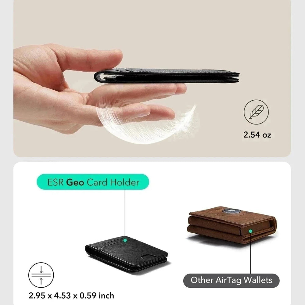 ESR Classic Geo Wallet with Find My function and RFID Protection, Brown