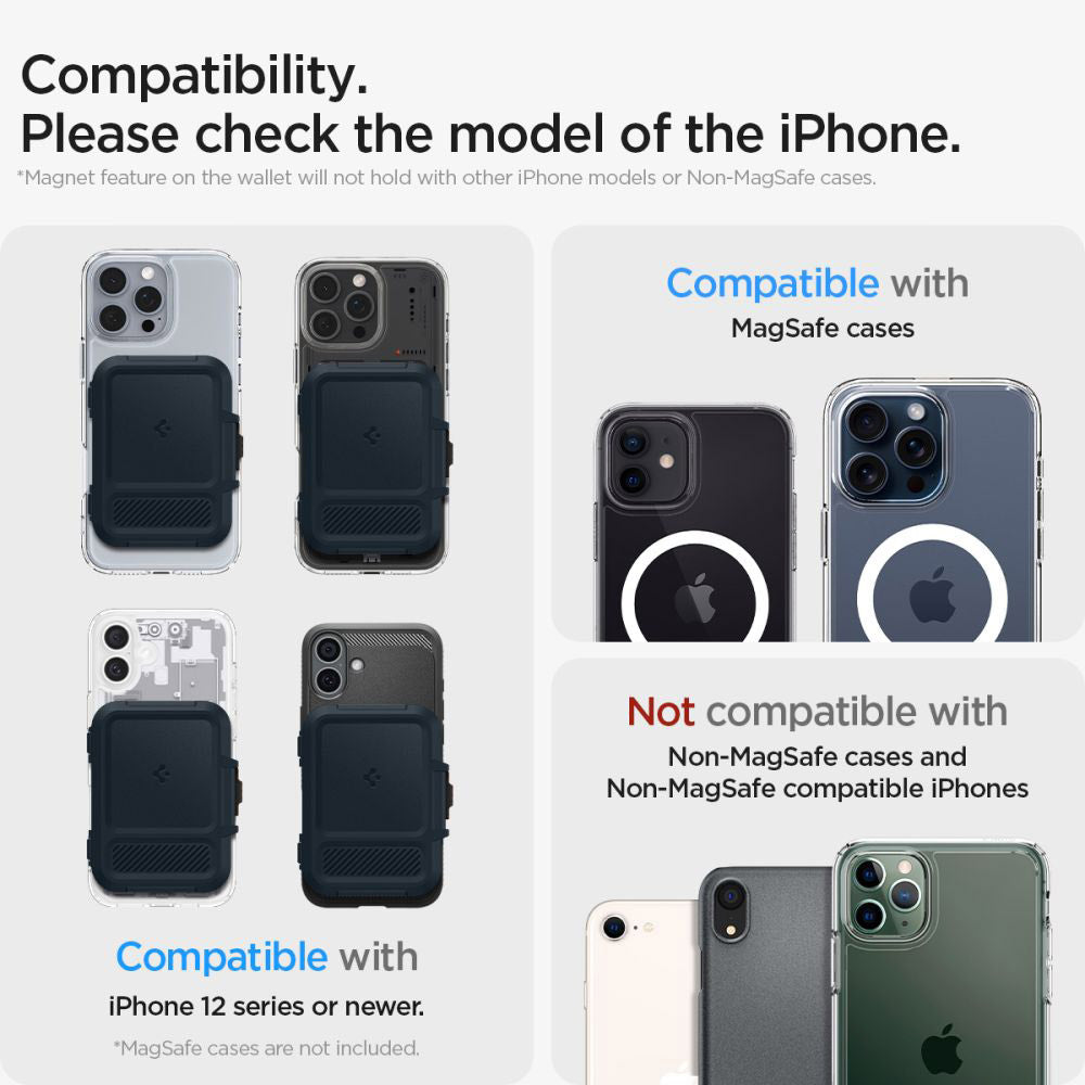 Magsafe Wallet, Spigen, Lock Fit, Black