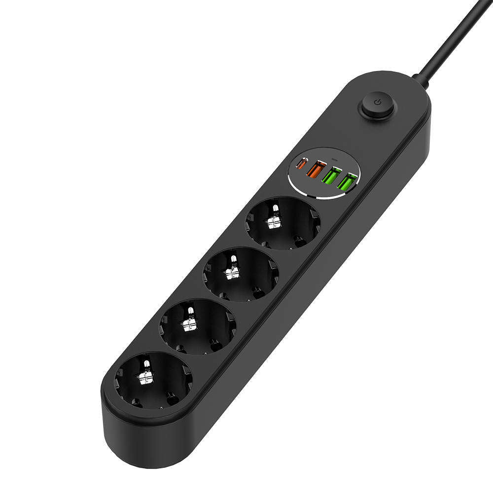 ColorWay Extension Cord, 4 x Schuko, Black