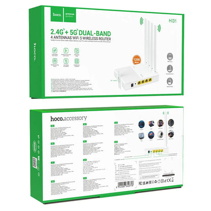 HOCO HI31 Wireless Router, Dual Band, Wi-Fi 5, White