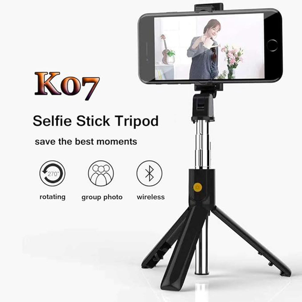 Selfie Stick Bluetooth Techsuit K07, Universal, Black