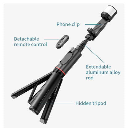 Selfie Stick Bluetooth Techsuit Q12S, Universal, Black
