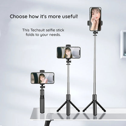 Selfie Stick Bluetooth Techsuit S03, Universal, Black