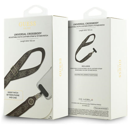 Guess 4G Strass Metal Logo Phone Lanyard, Brown