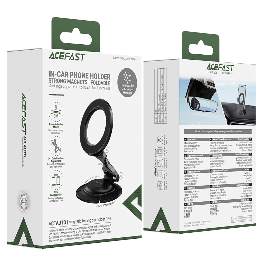 Acefast D64 Magnetic Car Holder, Universal, Black
