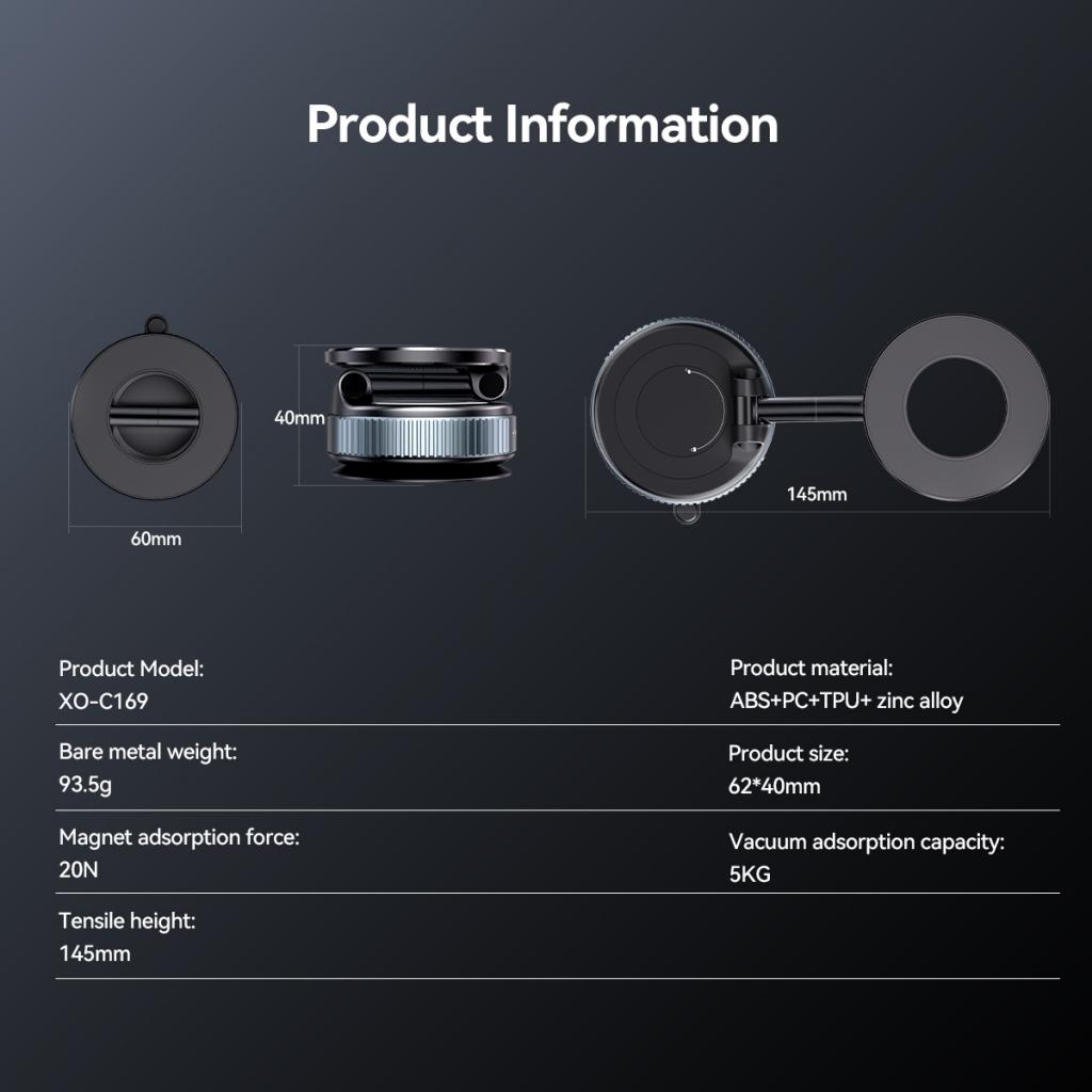 Magnetic Car Holder XO Design C169, Universal, Black