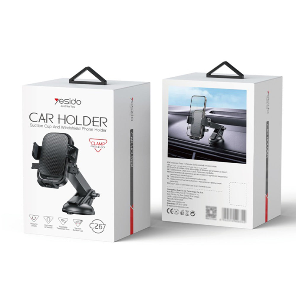 Yesido C267 Car Holder, 4.7inch - 7.2inch, Black