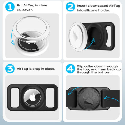 Techsuit BuddyGuard DG1 Support for Apple AirTag on Pet Collar, Black