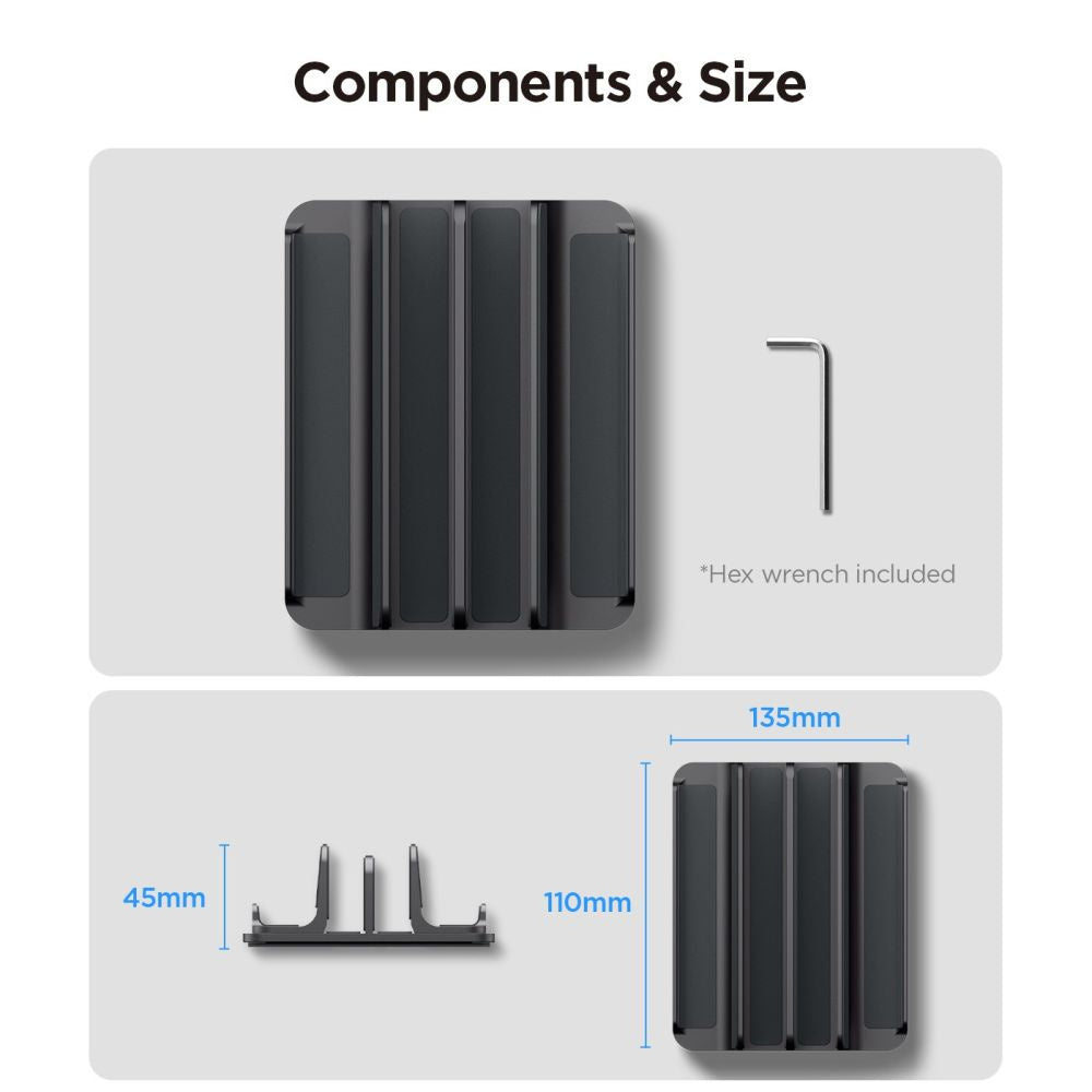 Spigen LD208S4 Two Vertical Stand for Laptop with thickness 14mm - 27mm, Grey AMP10640
