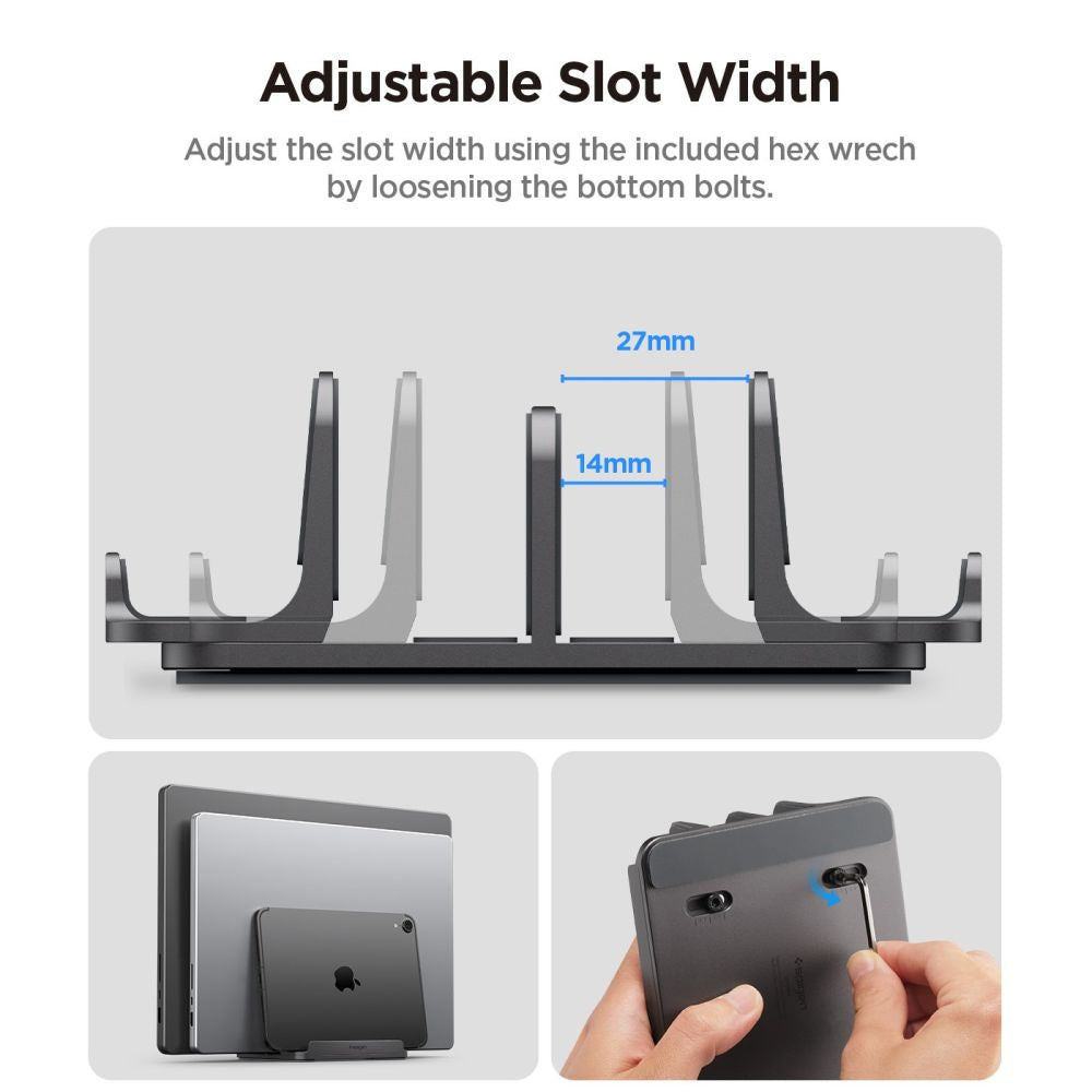 Spigen LD208S4 Two Vertical Stand for Laptop with thickness 14mm - 27mm, Grey AMP10640